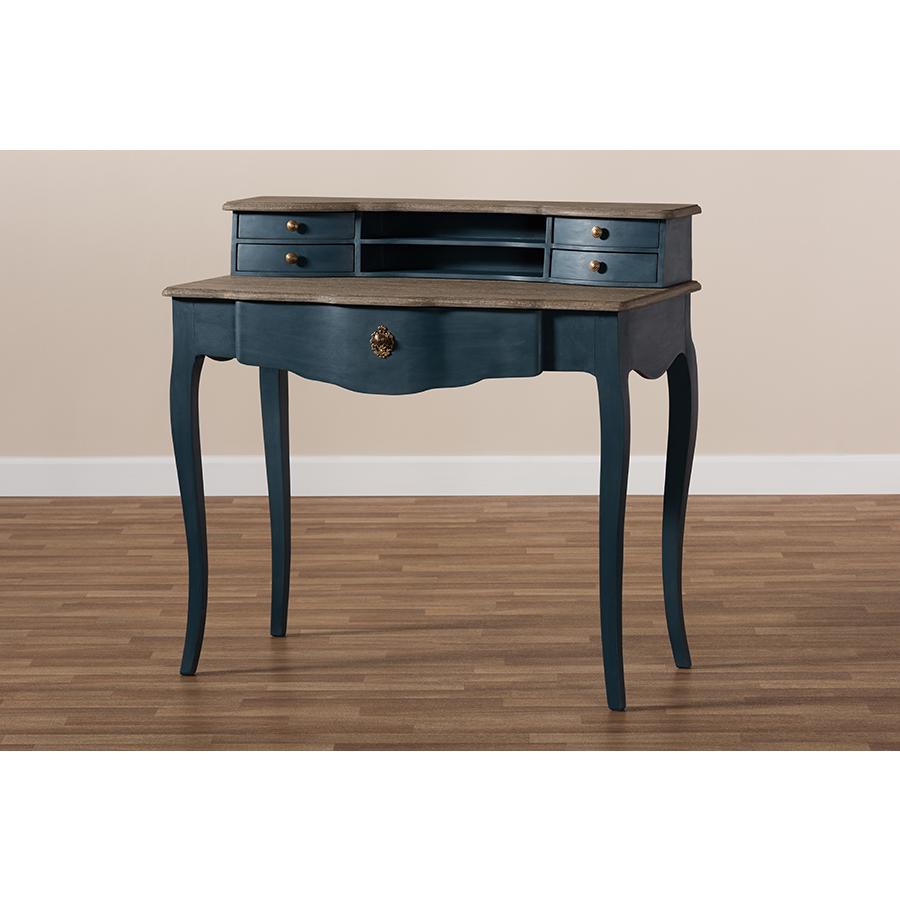 Celestine French Provincial Blue Spruce Finished Wood Accent Writing Desk. Picture 10