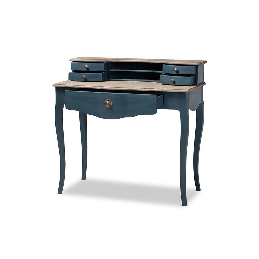 Celestine French Provincial Blue Spruce Finished Wood Accent Writing Desk. Picture 2