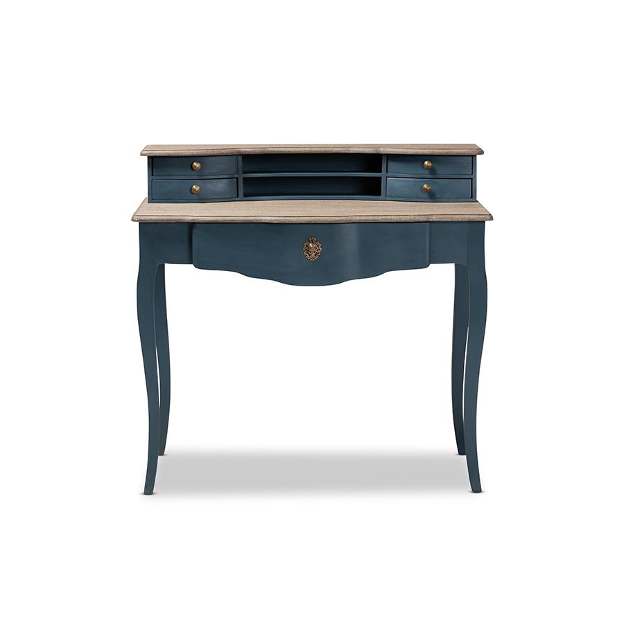 Celestine French Provincial Blue Spruce Finished Wood Accent Writing Desk. Picture 3
