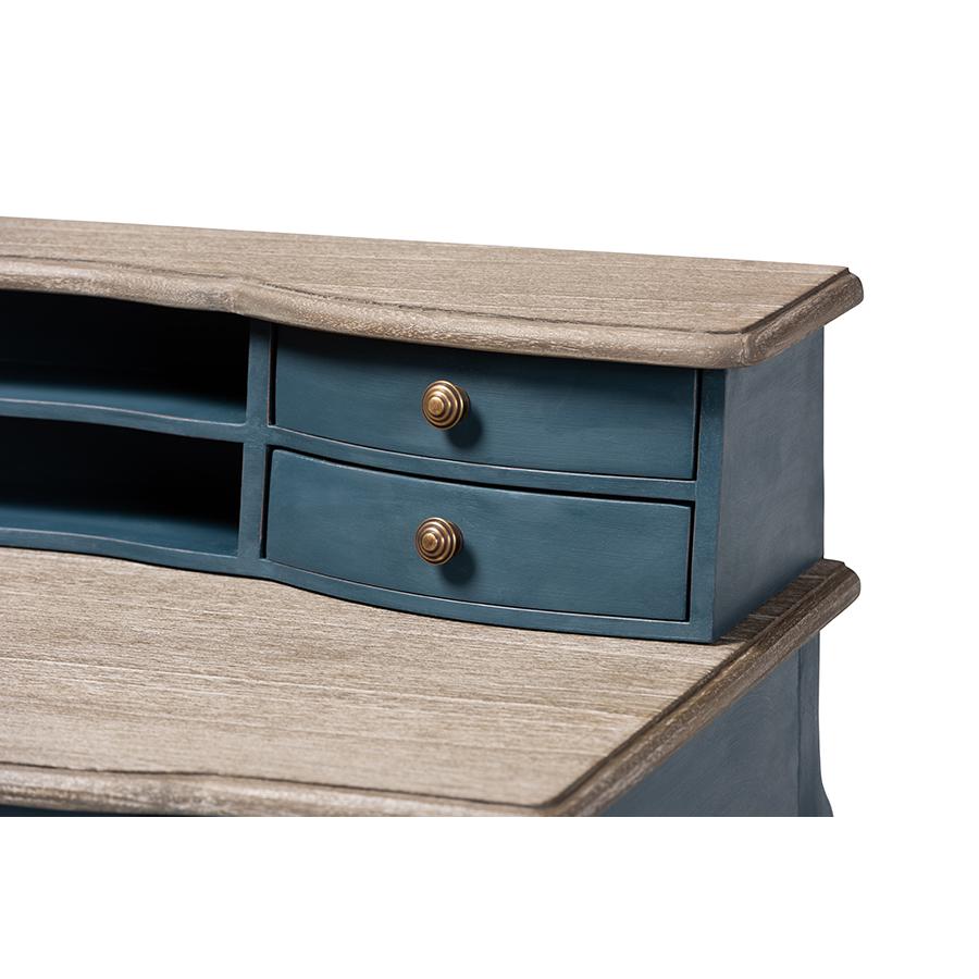 Celestine French Provincial Blue Spruce Finished Wood Accent Writing Desk. Picture 6