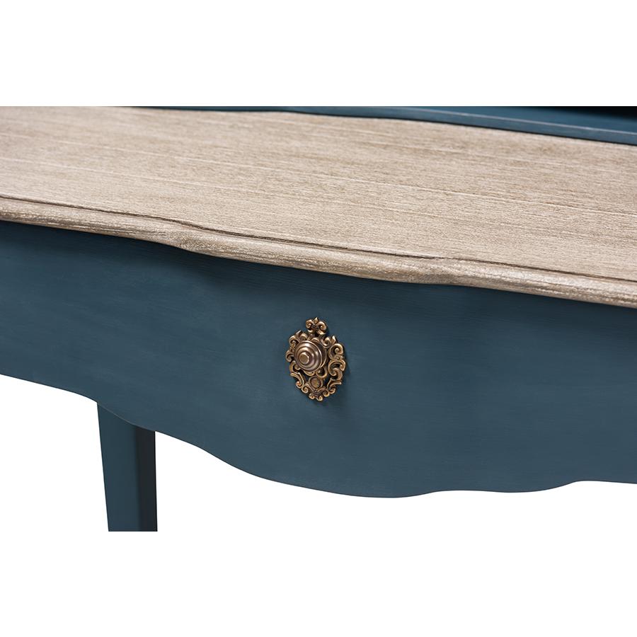 Celestine French Provincial Blue Spruce Finished Wood Accent Writing Desk. Picture 7