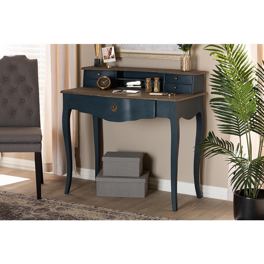 Celestine French Provincial Blue Spruce Finished Wood Accent Writing Desk. Picture 9