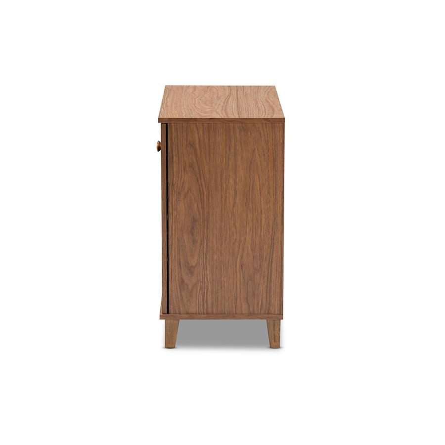 Baxton Studio Coolidge Modern and Contemporary Walnut Finished 4-Shelf Wood Shoe Storage Cabinet. Picture 4
