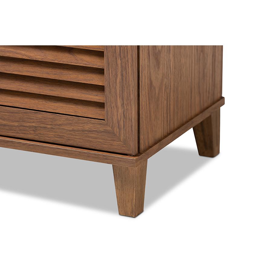 Baxton Studio Coolidge Modern and Contemporary Walnut Finished 4-Shelf Wood Shoe Storage Cabinet. Picture 6