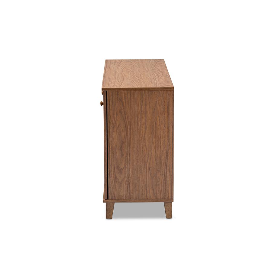 Baxton Studio Coolidge Modern and Contemporary Walnut Finished 8-Shelf Wood Shoe Storage Cabinet. Picture 4