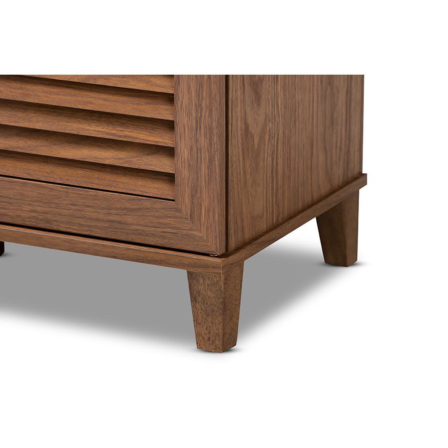 Baxton Studio Coolidge Modern and Contemporary Walnut Finished 8-Shelf Wood Shoe Storage Cabinet. Picture 6