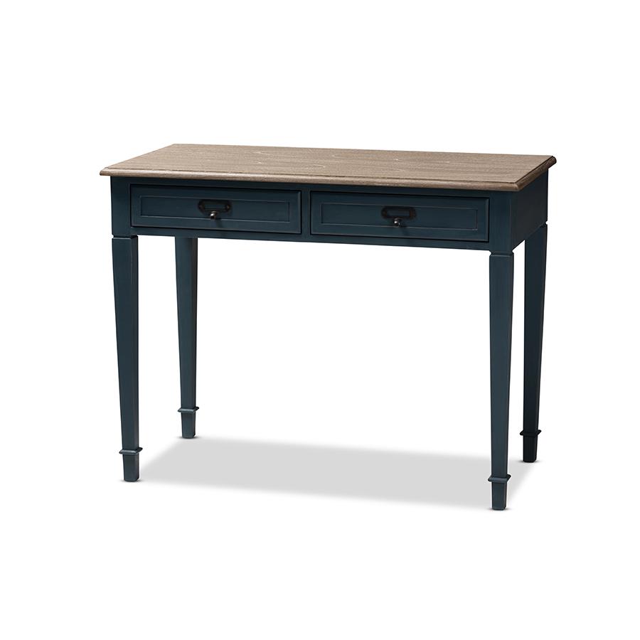 Baxton Studio Dauphine French Provincial Spruce Blue Accent Writing Desk. Picture 2