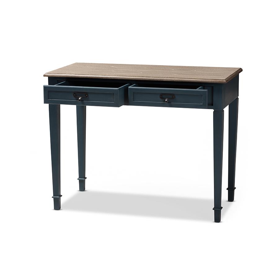 Baxton Studio Dauphine French Provincial Spruce Blue Accent Writing Desk. Picture 2