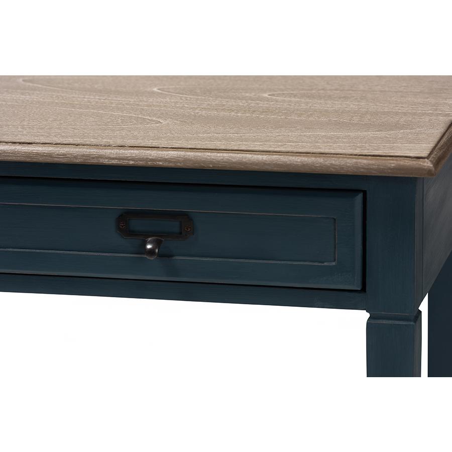 Baxton Studio Dauphine French Provincial Spruce Blue Accent Writing Desk. Picture 7