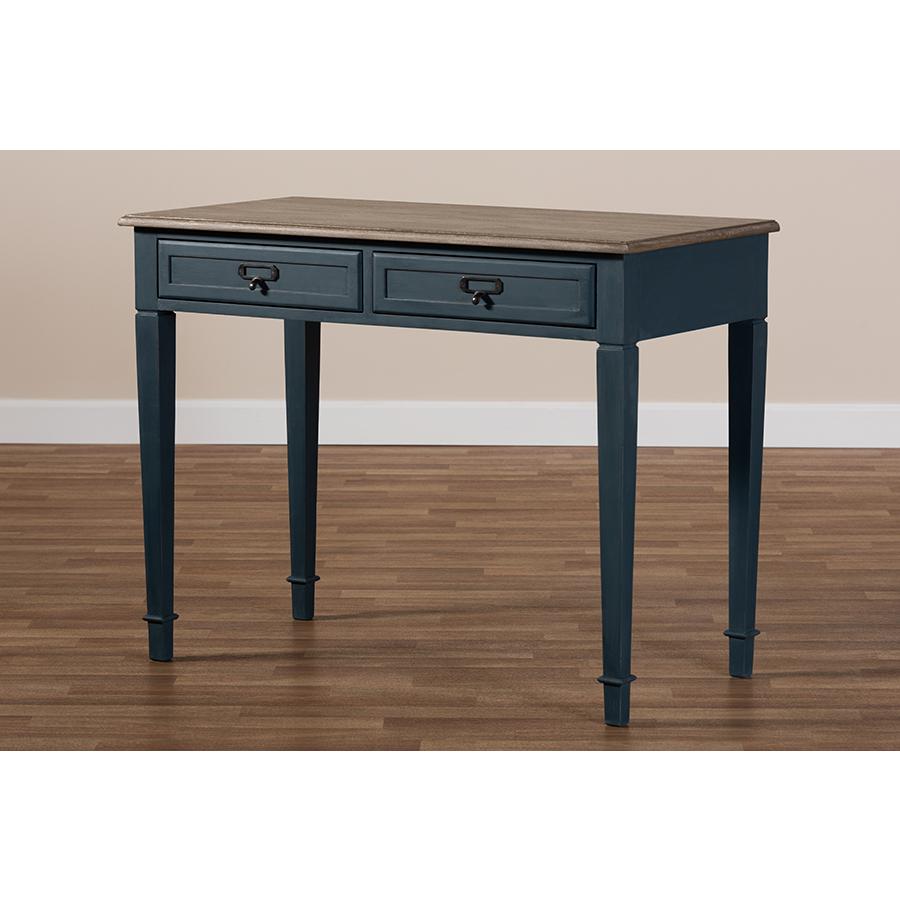 Baxton Studio Dauphine French Provincial Spruce Blue Accent Writing Desk. Picture 8