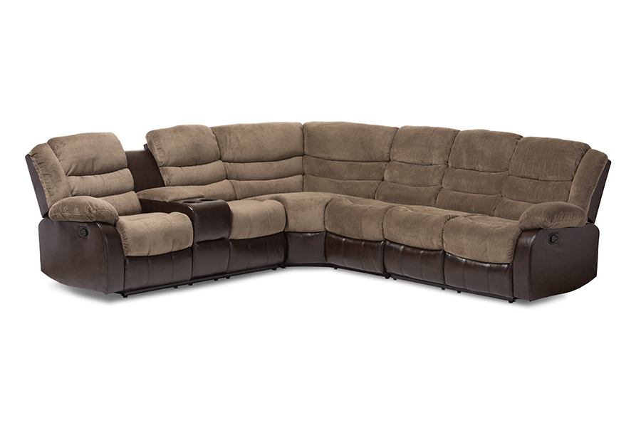 Robinson Taupe Fabric Brown Two-Tone Sectional Sofa Taupe/Brown. Picture 1
