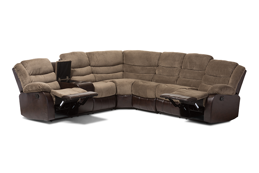 Robinson Taupe Fabric Brown Two-Tone Sectional Sofa Taupe/Brown. Picture 2