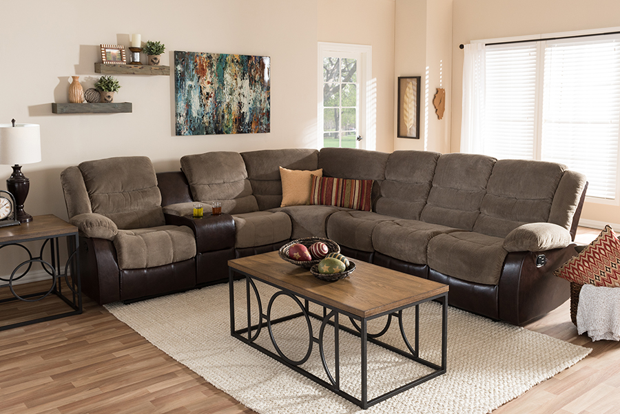 Robinson Taupe Fabric Brown Two-Tone Sectional Sofa Taupe/Brown. Picture 4