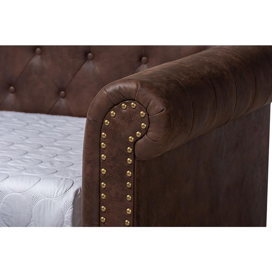 Leather Upholstered Daybed with Trundle. Picture 6