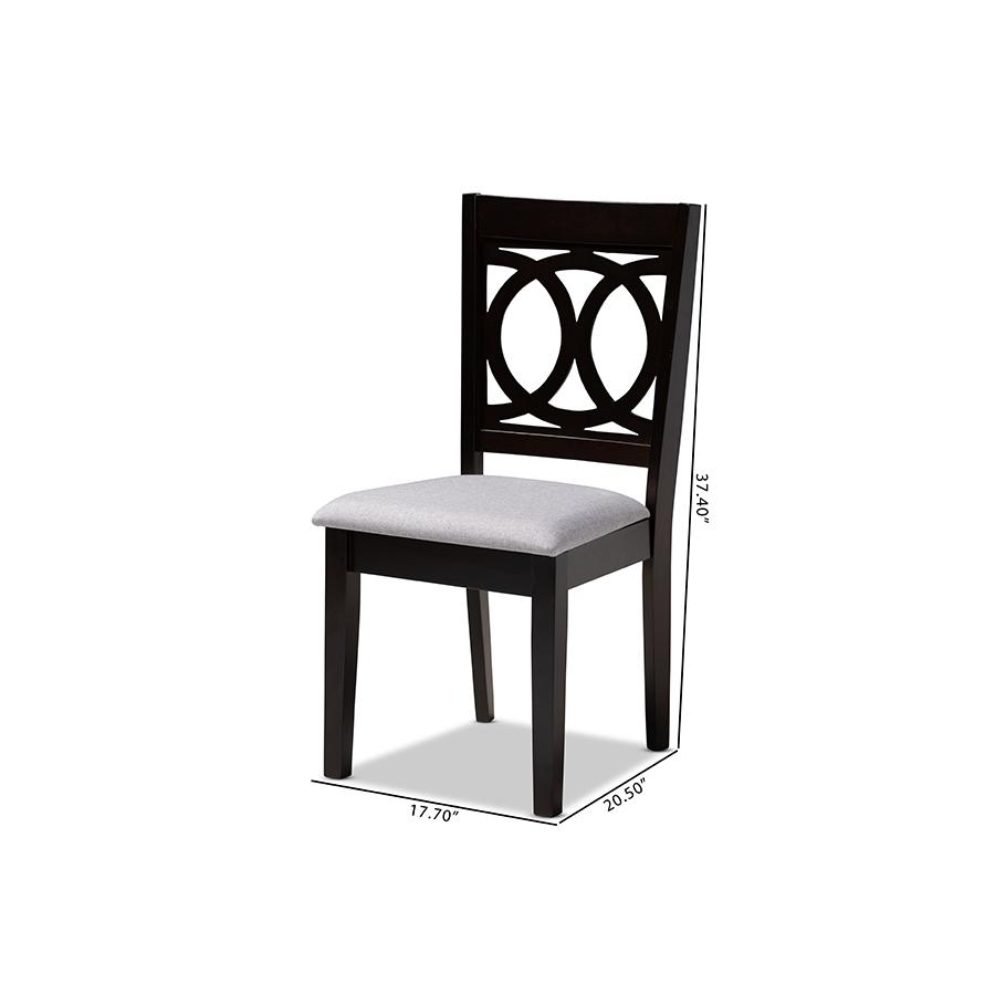 Baxton Studio Lenoir Modern and Contemporary Gray Fabric Upholstered Espresso Brown Finished Wood Dining Chair. Picture 8