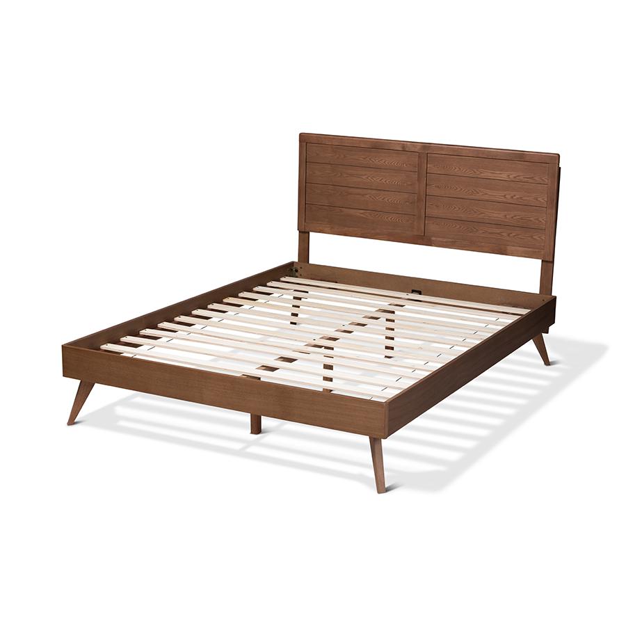 Baxton Studio Artemis Mid-Century Modern Walnut Brown Finished Wood Full Size Platform Bed. Picture 3