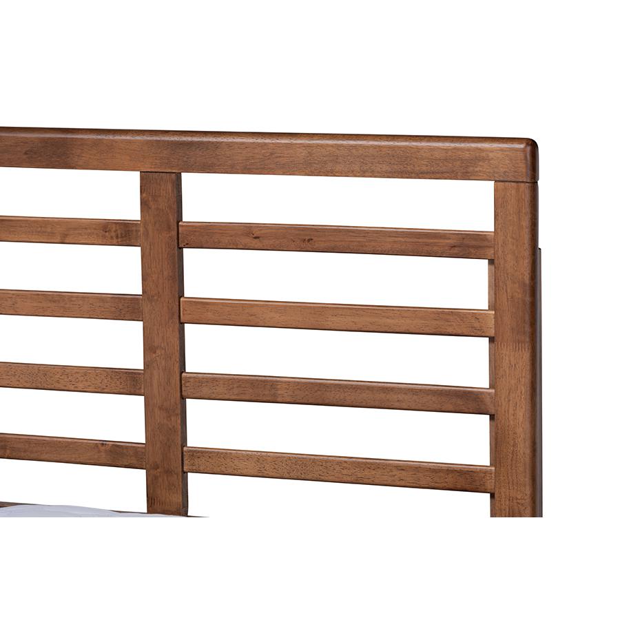 Ash Walnut Brown Finished Wood Full Size Platform Bed. Picture 4