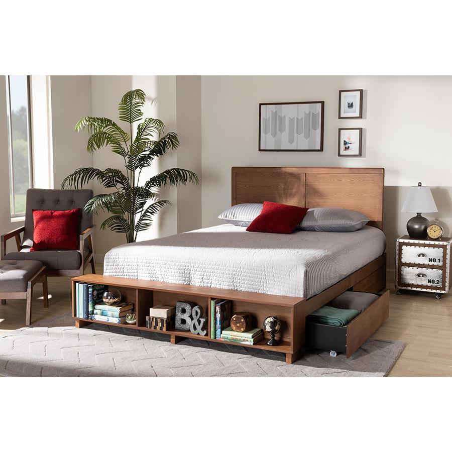 Wood Full Size 4-Drawer Platform Storage Bed with Built-In Shelves. Picture 10