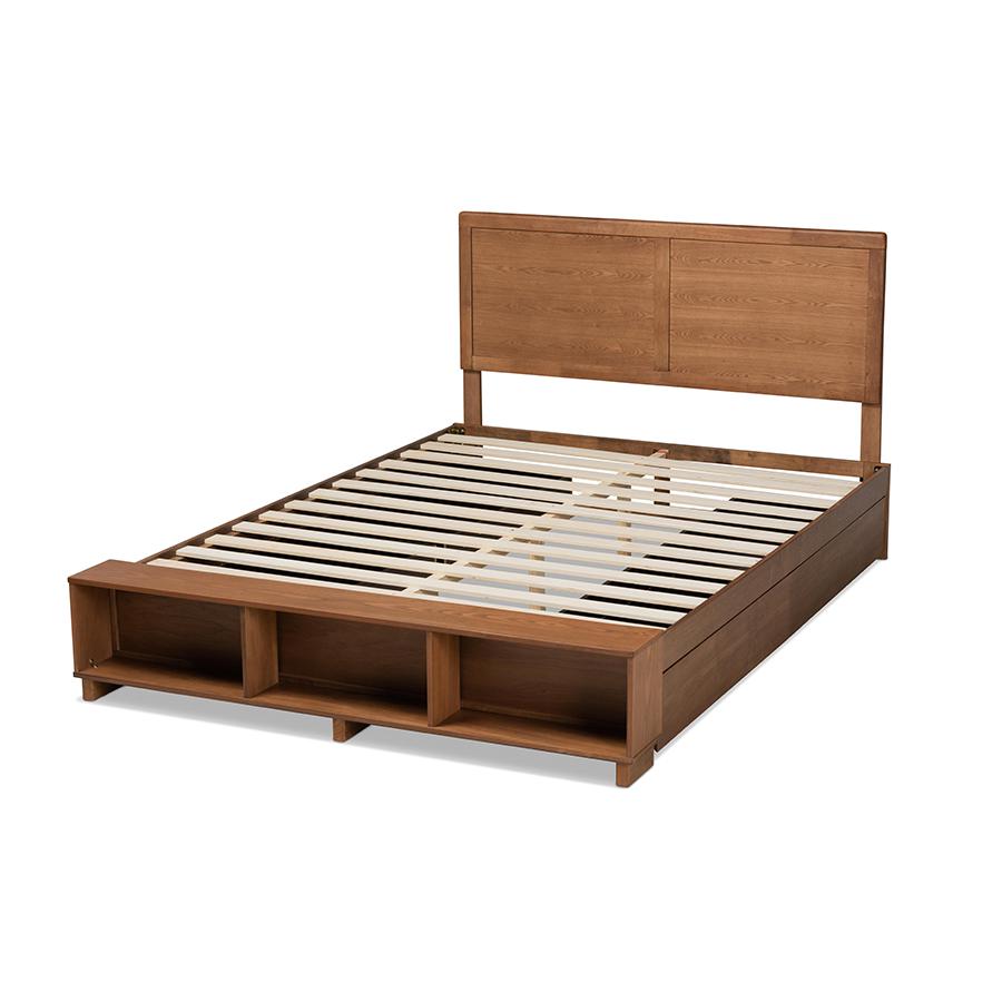 Wood Full Size 4-Drawer Platform Storage Bed with Built-In Shelves. Picture 4