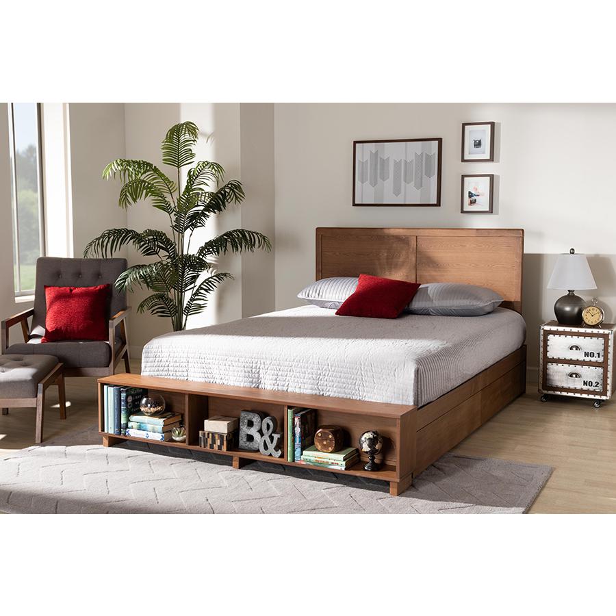 Wood Full Size 4-Drawer Platform Storage Bed with Built-In Shelves. Picture 9