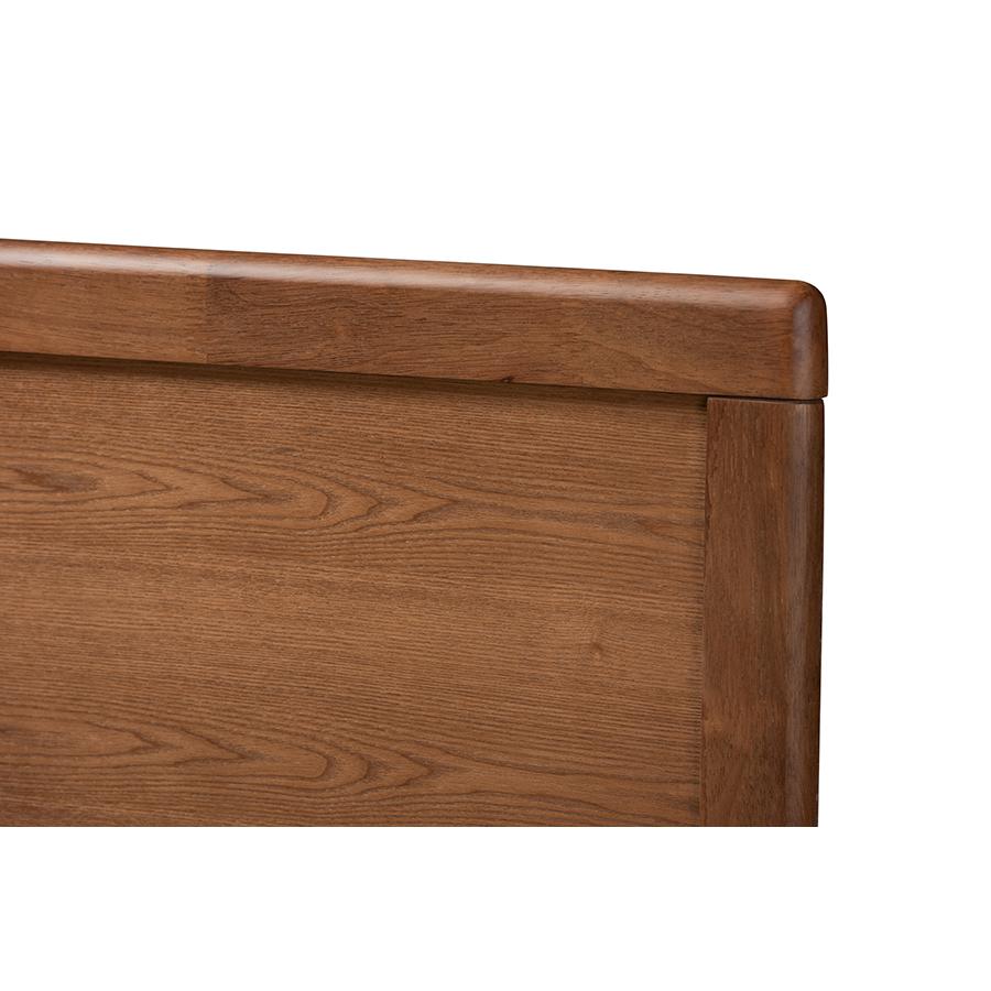 Raya Mid-Century Modern Walnut Brown Finished Wood Full Size Headboard. Picture 3