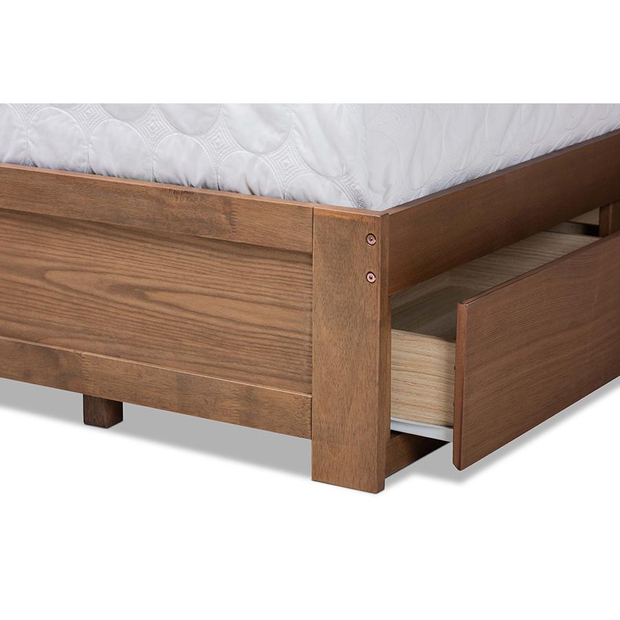 Walnut Brown Finished Wood Full Size 3-Drawer Platform Storage Bed. Picture 7