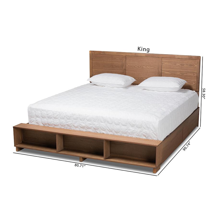 Wood King Size 4-Drawer Platform Storage Bed with Built-In Shelves. Picture 12