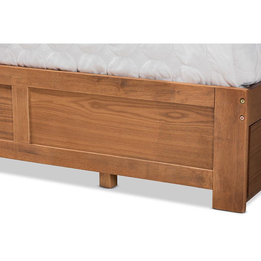Walnut Brown Finished Wood King Size 3-Drawer Platform Storage Bed. Picture 7