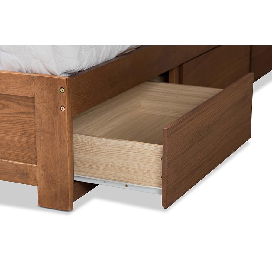 Walnut Brown Finished Wood King Size 3-Drawer Platform Storage Bed. Picture 8