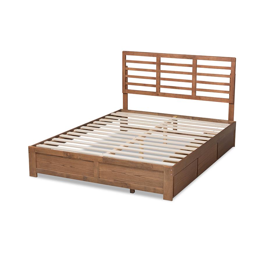 Walnut Brown Finished Wood Full Size 3-Drawer Platform Storage Bed. Picture 4