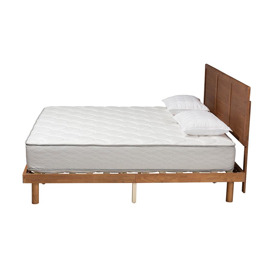 Daina Mid-Century Modern Ash Walnut Finished Wood King Size Platform Bed. Picture 2