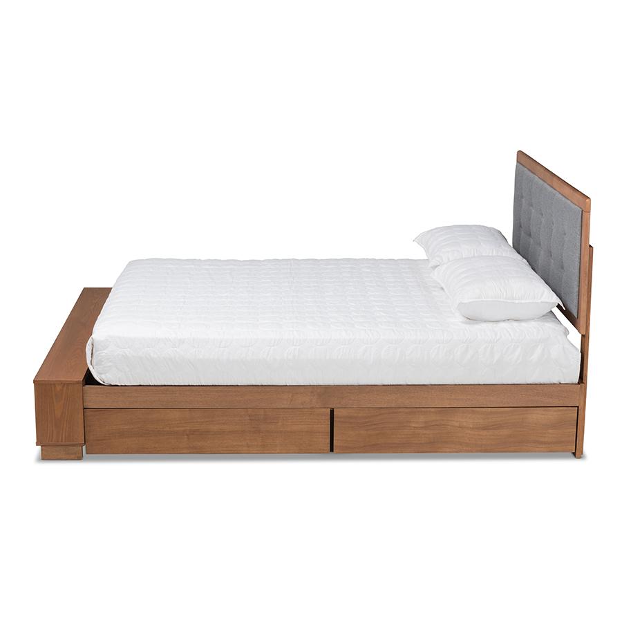 Walnut Brown Finished Wood 4-Drawer Full Size Platform Storage Bed. Picture 3