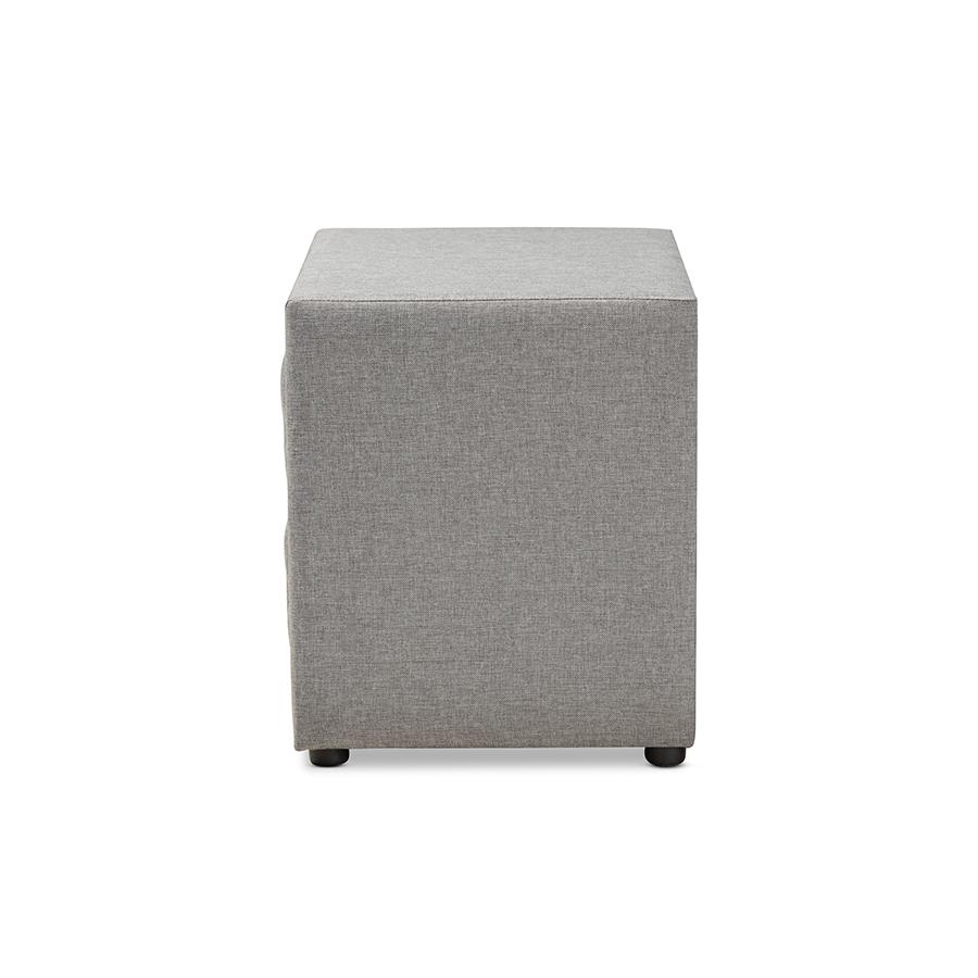 Lepine Modern and Contemporary Gray Fabric Upholstered 2-Drawer Wood Nightstand. Picture 4
