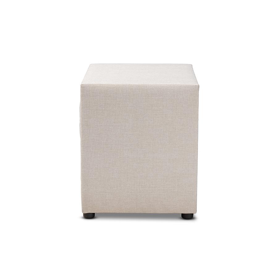 Baxton Studio Lepine Modern and Contemporary Light Beige Fabric Upholstered 2-Drawer Wood Nightstand. Picture 4