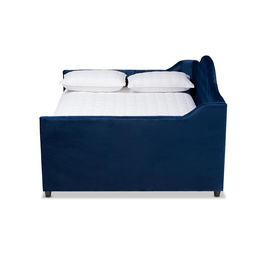 Baxton Studio Perry Modern and Contemporary Royal Blue Velvet Fabric Upholstered and Button Tufted Full Size Daybed. Picture 2