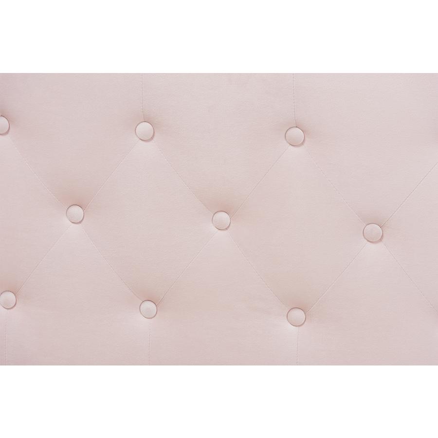 Light Pink Velvet Fabric Upholstered Full Size Daybed. Picture 4