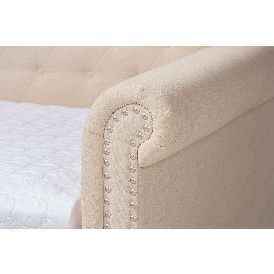 Beige Fabric Upholstered Full Size Daybed with Trundle. Picture 6