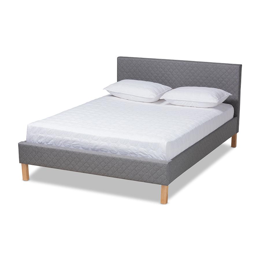 Aneta Modern and Contemporary Grey Fabric Upholstered King Size Platform Bed. Picture 1