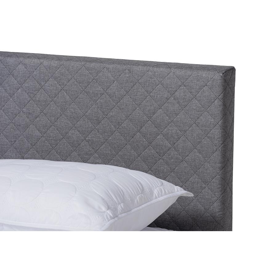 Aneta Modern and Contemporary Grey Fabric Upholstered King Size Platform Bed. Picture 4