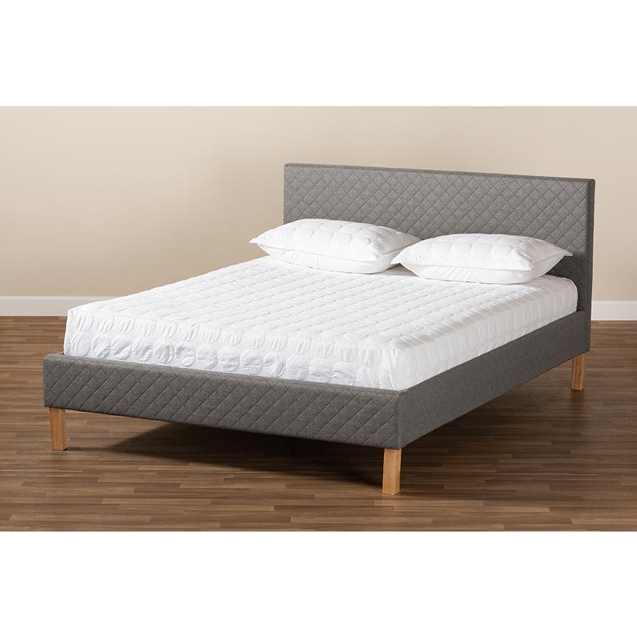 Aneta Modern and Contemporary Grey Fabric Upholstered King Size Platform Bed. Picture 7