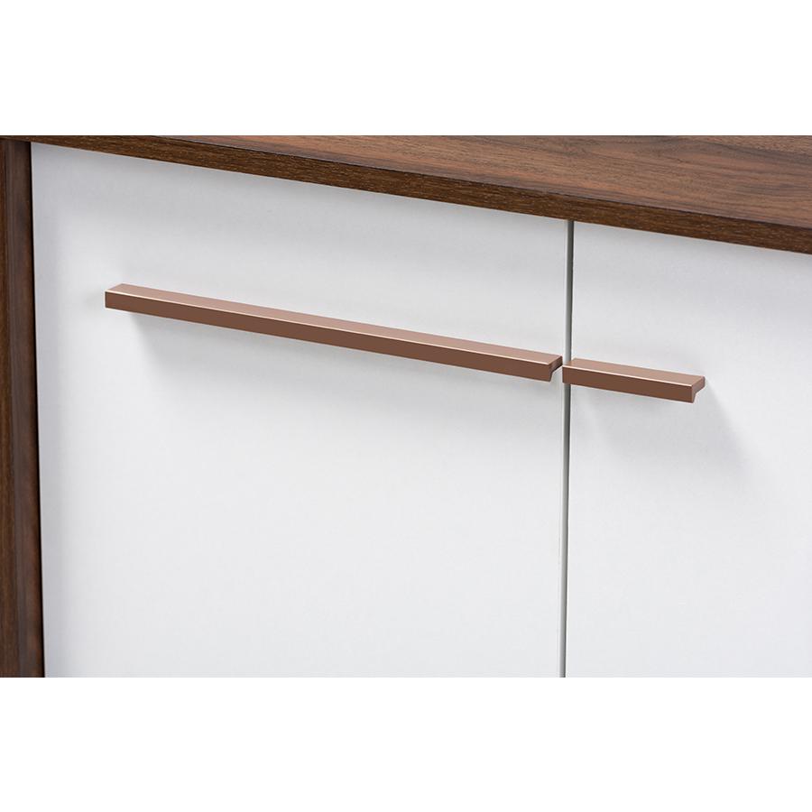 Baxton Studio Mette Mid-Century Modern Two-Tone White and Walnut Finished 5-Shelf Wood Entryway Shoe Cabinet. Picture 6