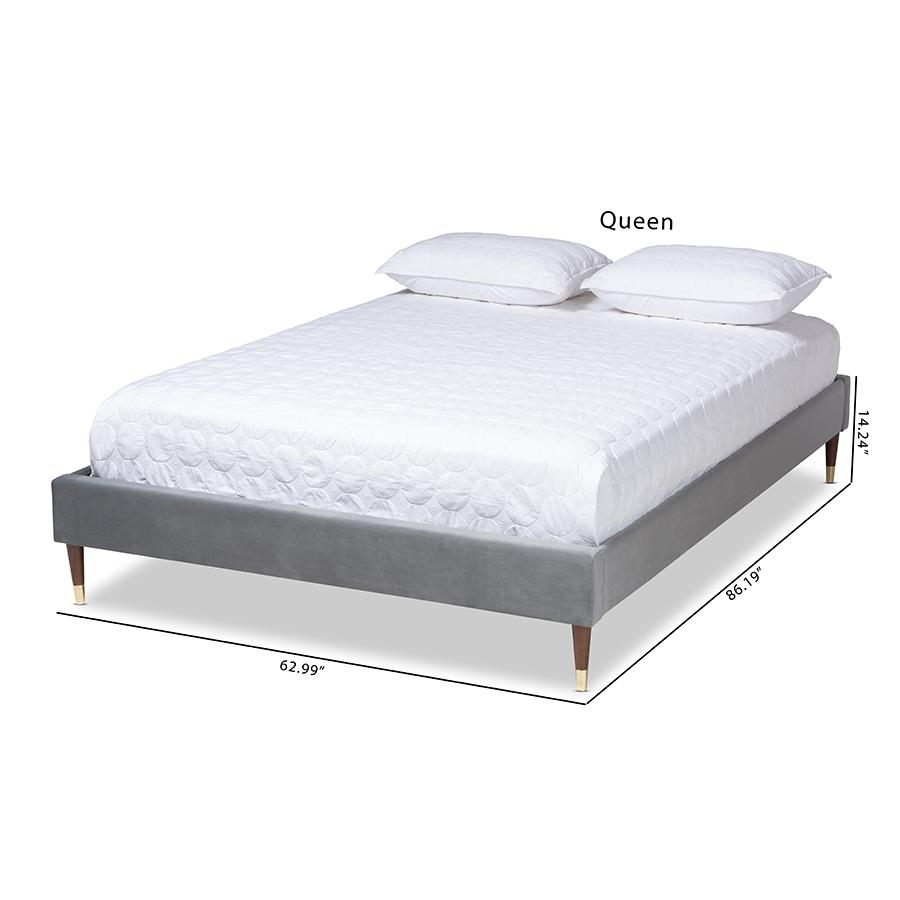 Full Size Wood Platform Bed Frame with Gold-Tone Leg Tips. Picture 8