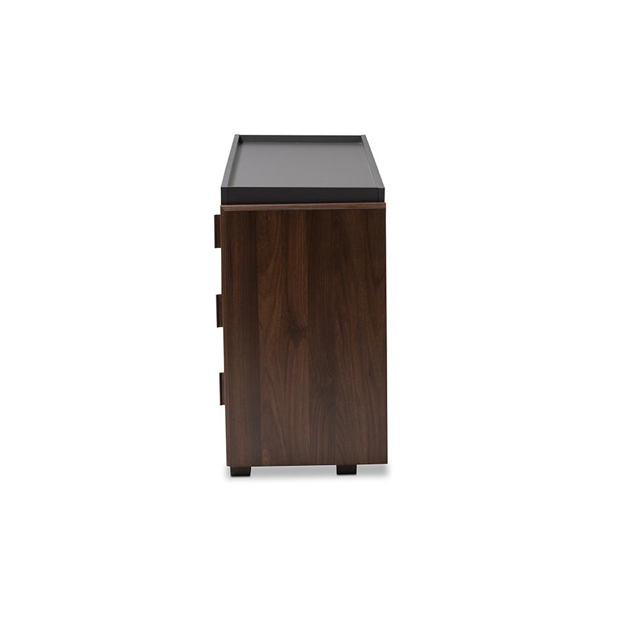 Baxton Studio Rikke Modern and Contemporary Two-Tone Gray and Walnut Finished Wood 6-Drawer Dresser. Picture 5