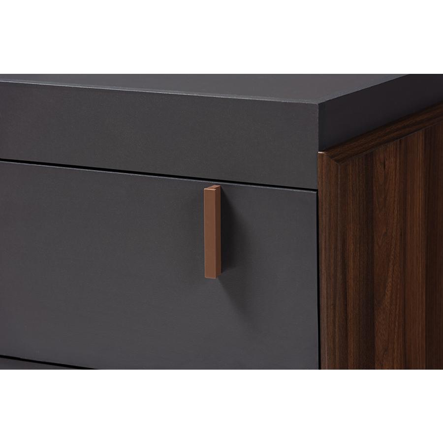 Baxton Studio Rikke Modern and Contemporary Two-Tone Gray and Walnut Finished Wood 6-Drawer Dresser. Picture 6