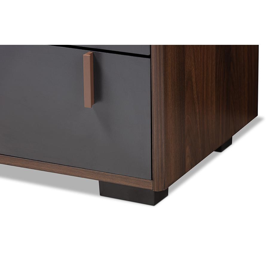 Baxton Studio Rikke Modern and Contemporary Two-Tone Gray and Walnut Finished Wood 6-Drawer Dresser. Picture 7