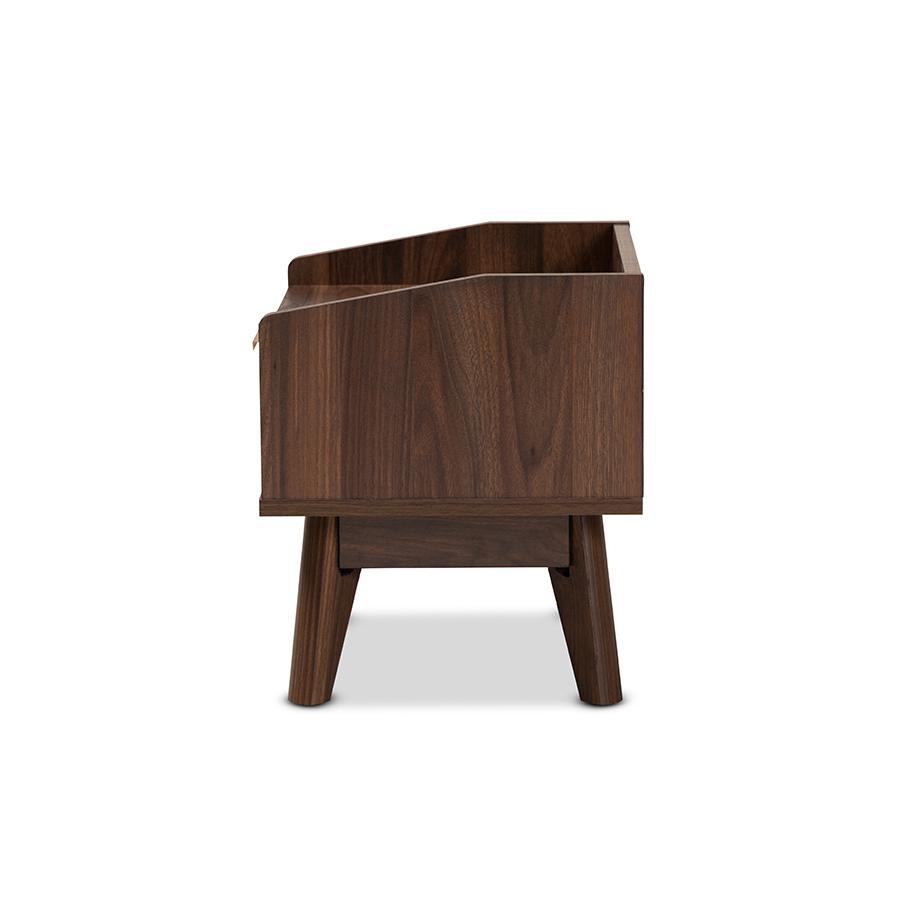 Baxton Studio Lena Mid-Century Modern Walnut Brown Finished 1-Drawer Wood Nightstand. Picture 5