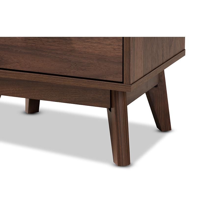 Baxton Studio Lena Mid-Century Modern Walnut Brown Finished 1-Drawer Wood Nightstand. Picture 7