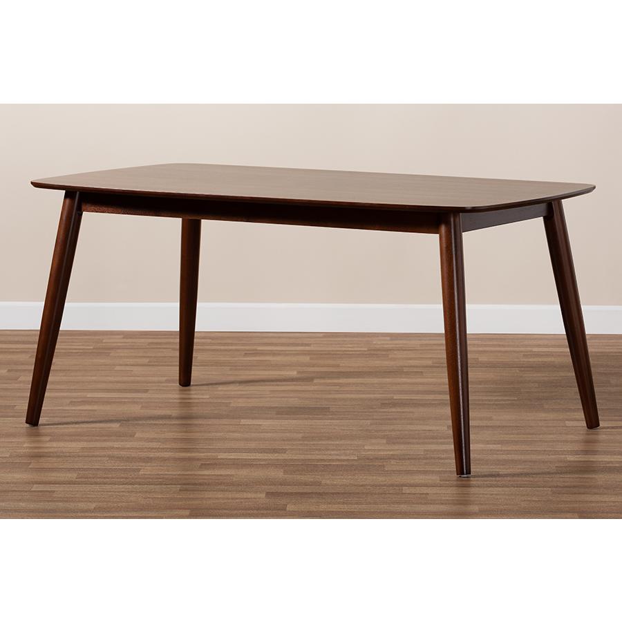 Baxton Studio Edna Mid-Century Modern Walnut Finished Wood Dining Table. Picture 8