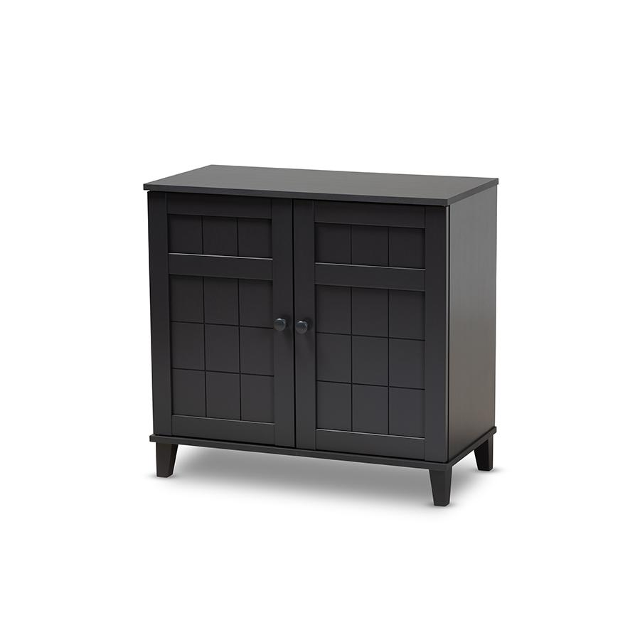 Baxton Studio Glidden Modern and Contemporary Dark Grey Finished 4-Shelf Wood Shoe Storage Cabinet. Picture 1