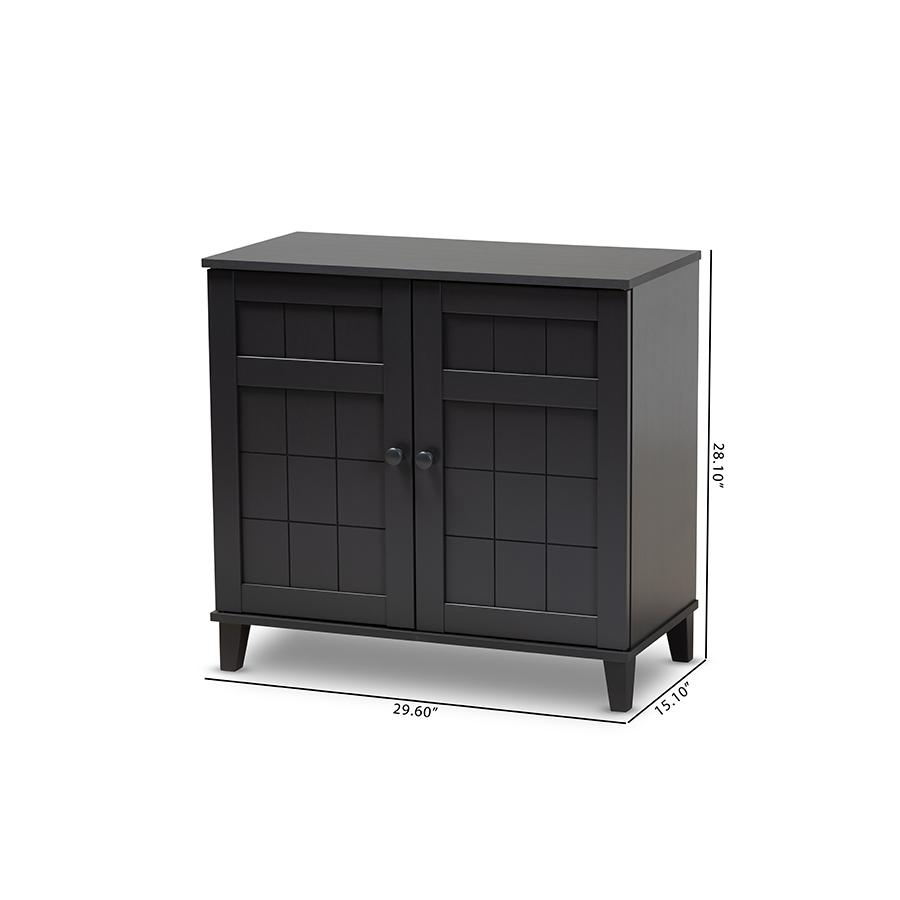 Baxton Studio Glidden Modern and Contemporary Dark Grey Finished 4-Shelf Wood Shoe Storage Cabinet. Picture 10